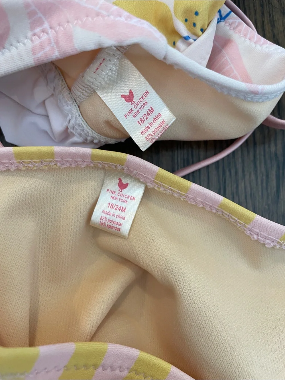 Kids Pink & Yellow Lemon-Print Two-Piece Swim Set